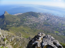 Le Cap, Lion's Head, Signal Hill, Robben Island - point de vue depuis Table Mountain