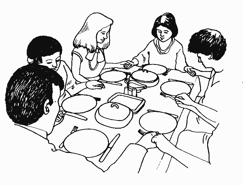 repas en famille clipart coloriage